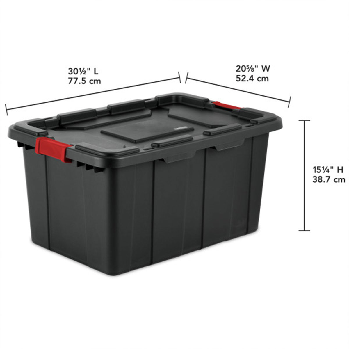 Industrial Tote Stackable Storage Bin with Latching Lid (Set of 4)